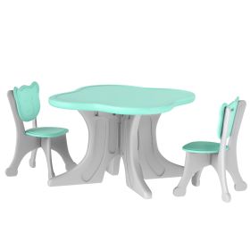 Qaba 3 Piece Kids Table and Chairs Set for 3-6 Years Old, Light Blue