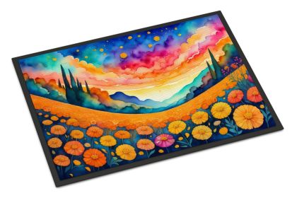 NEW Marigolds in Color Doormat Front Door Mat Indoor Outdoor Rugs for Entryway, Non Slip Washable Low Pile, 18H X 27W