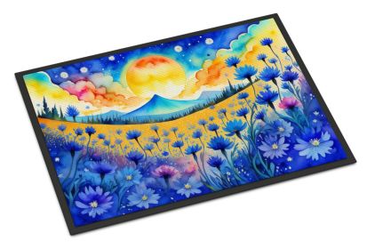 NEW Blue Cornflowers in Color Doormat Front Door Mat Indoor Outdoor Rugs for Entryway, Non Slip Washable Low Pile, 18H X 27W