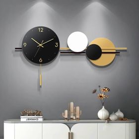 35.4" Modern Geometric Metal Digital Wall Clock Oversized Wall Decor For Living Room