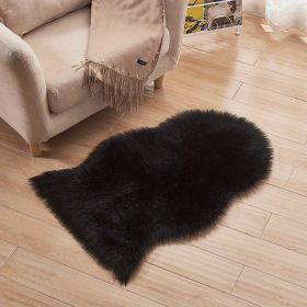 1pc Fluffy Imitation Wool Area Rug, Suede Fleece Bottom Long Imitation Wool Rug, Acrylic 80% Polyester 20%, 23.62*35.43inch, Living Room Bedroom (Color: Black, size: 23.62*35.43inch)