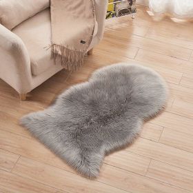 1pc Fluffy Imitation Wool Area Rug, Suede Fleece Bottom Long Imitation Wool Rug, Acrylic 80% Polyester 20%, 23.62*35.43inch, Living Room Bedroom (Color: Grey, size: 23.62*35.43inch)