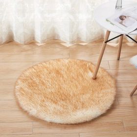 1pc Fluffy Imitation Wool Round Area Rug, Suede Fleece Bottom Long Imitation Wool Rug, Acrylic 80% Polyester 20%, 2.36inch Long Wool (Color: White Yellow Tip, size: Diameter 23.62inch)