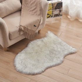 1pc Fluffy Imitation Wool Area Rug, Suede Fleece Bottom Long Imitation Wool Rug, Acrylic 80% Polyester 20%, 23.62*35.43inch, Living Room Bedroom (Color: White Gray Tip, size: 23.62*35.43inch)