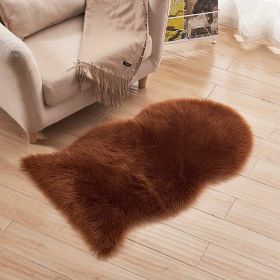 1pc Fluffy Imitation Wool Area Rug, Suede Fleece Bottom Long Imitation Wool Rug, Acrylic 80% Polyester 20%, 23.62*35.43inch, Living Room Bedroom (Color: Coffee, size: 23.62*35.43inch)