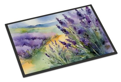 NEW Lavender in Watercolor Doormat Front Door Mat Indoor Outdoor Rugs for Entryway, Non Slip Washable Low Pile, 18H X 27W (Default: Default)